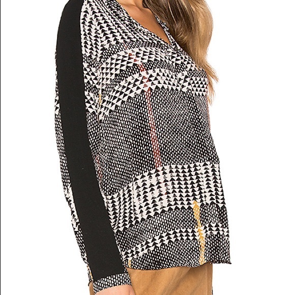 Michael Stars Rib Sleeve Panel Button Blouse, Sz S - Picture 3 of 16